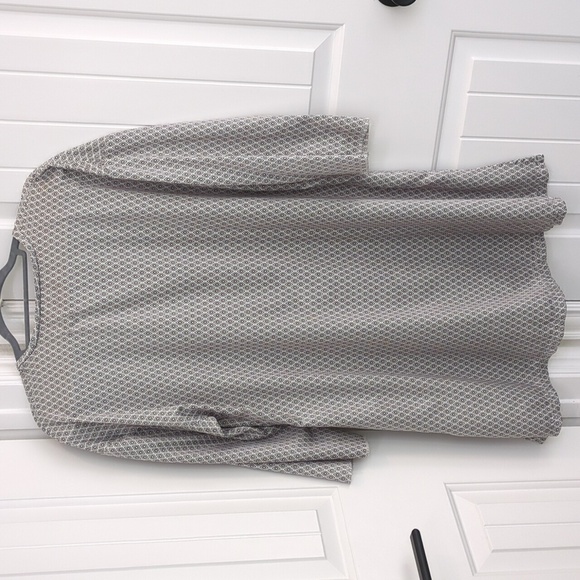 Brown & Off White Patterned Silky V Neck Night Gown Pajama House Dress - Picture 8 of 10